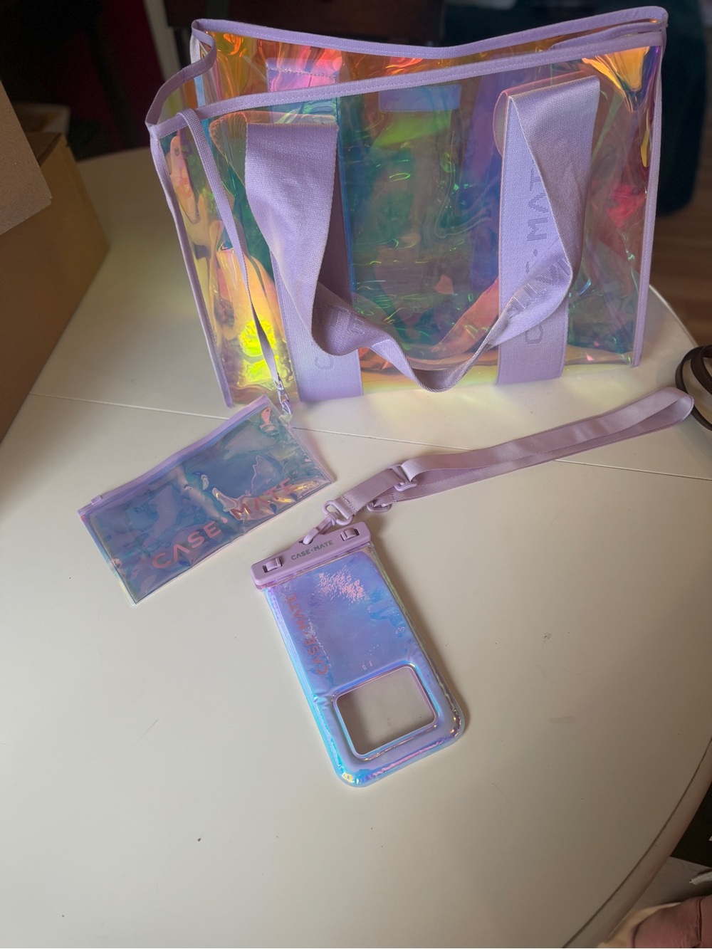 Case-Mate Soap Bubble Iridescent Jelly Tote Set + Waterproof Phone Pouch
